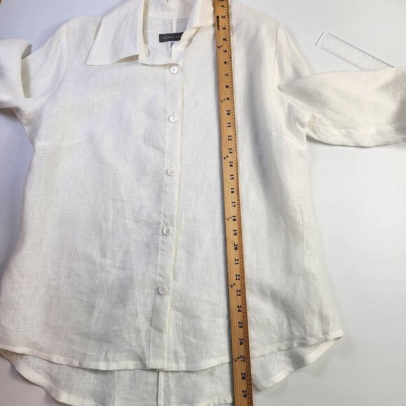 Stina Sayre White 100% Linen Collared Button Up Shirt Lagenlook  XL - Picture 11 of 13